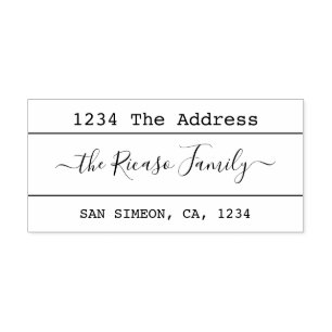 Custom Personalized Address Elegant Scroll Text Rubber Stamp