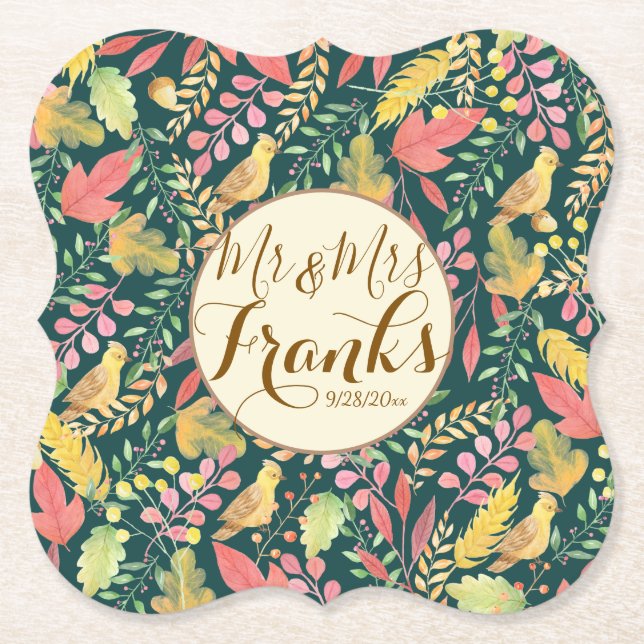 Custom Personalized Autumn  Paper Coaster (Front)