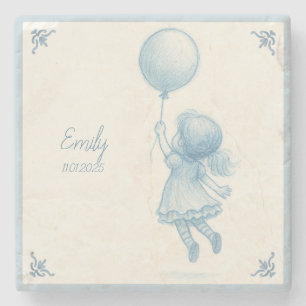 Custom personalized baby girl name stone coaster