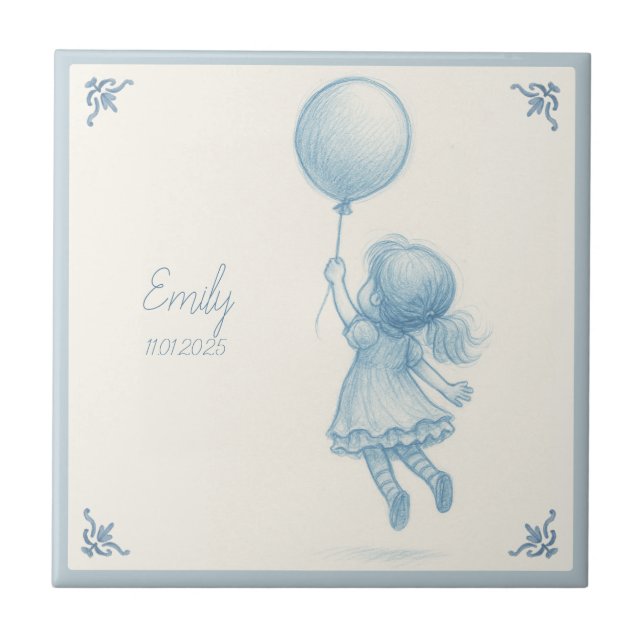 Custom personalized baby girl name  tile (Front)