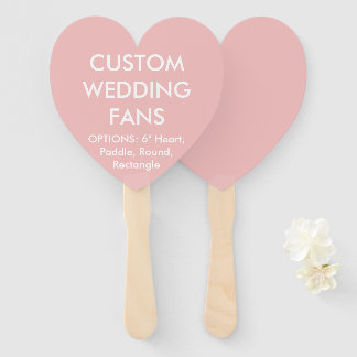 Custom Personalized BABY PINK HEART WEDDING FANS