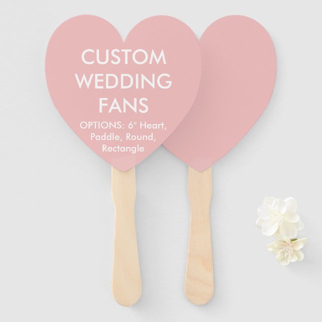 Custom Personalized BABY PINK HEART WEDDING FANS (Front and Back)