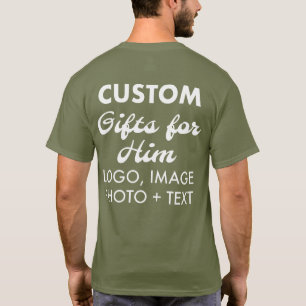 Custom personalized Back Men's Army Green T-Shirt