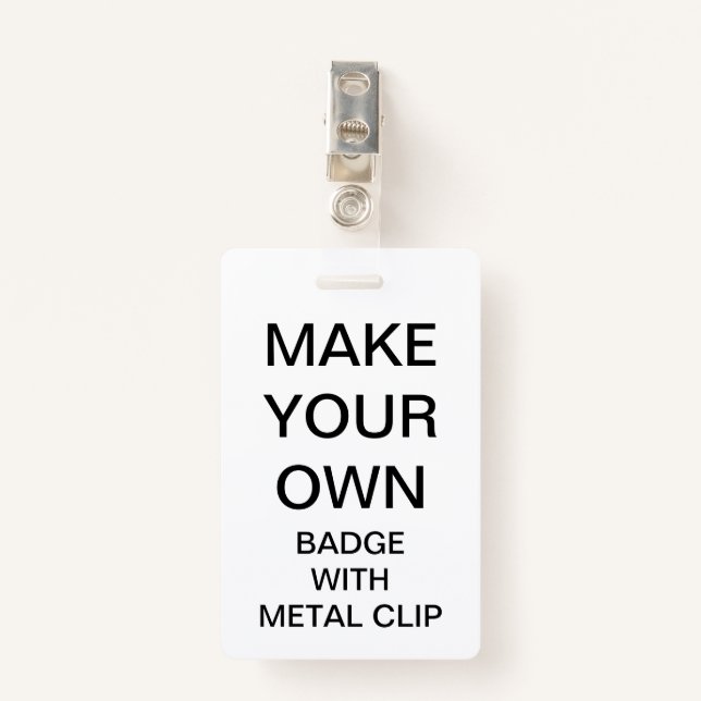 Custom Personalized BADGE WITH METAL CLIP (Front with Clip)