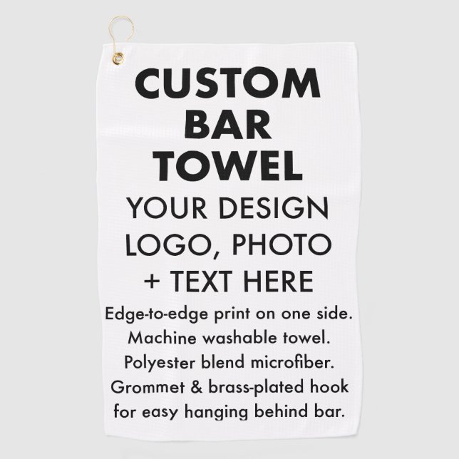 Custom personalized Bar Towel with Brass Hook (Front)