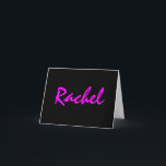 Custom Personalized Bat Mitzvah Thank You Note Card<br><div class="desc">Custom personalized thank you card with the Bat Mitzvah girl's name in vibrant hot pink on a glossy black background. Matching postage stamp is also available.</div>