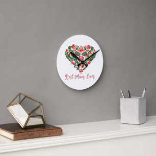 Custom Personalized Best Mum Ever Script text Round Clock