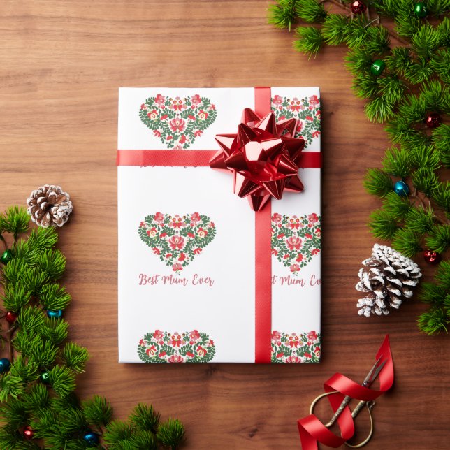 Custom Personalized Best Mum Ever Script text Wrapping Paper (Holiday Gift)
