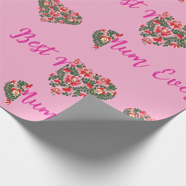 Custom Personalized Best Mum Ever Script Wrapping Paper (Corner)