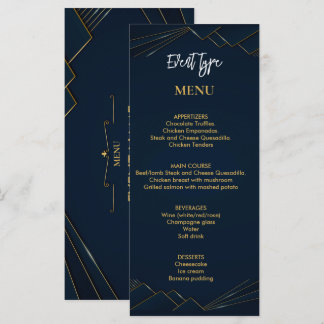 Custom personalized birthday party menu