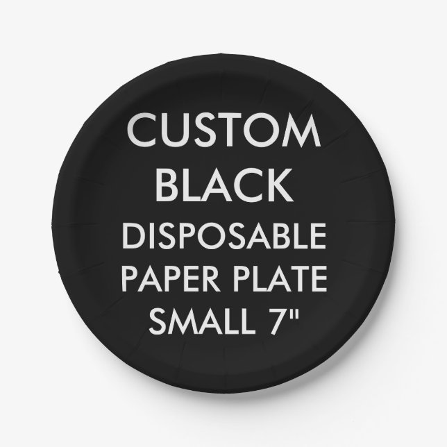 Custom Personalized Black Disposable Paper Plate (Front)