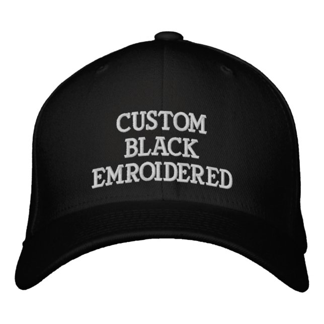 Custom Personalized Black Embroidered Baseball Cap (Front)