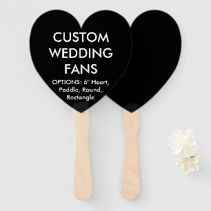 Custom Personalized BLACK HEART WEDDING FANS