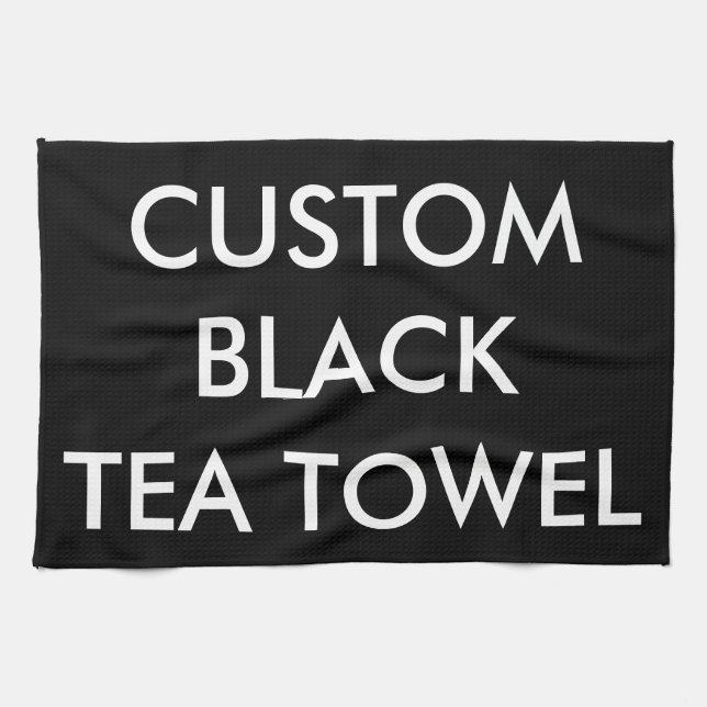 Custom Personalized Black Kitchen Tea Towel (Horizontal)
