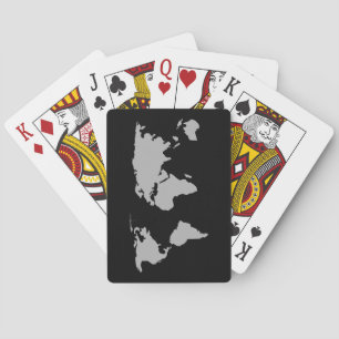 Custom ,personalized black , world map playing cards