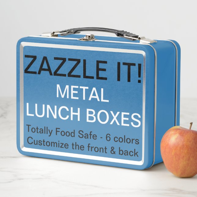 Custom Personalized BLUE Metal Lunch Box Template (In Situ)