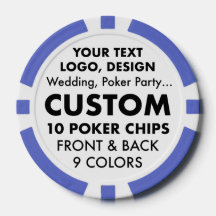 Custom personalized BLUE Poker Chips (9 colours)