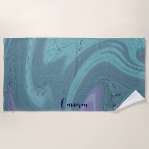 Custom Personalized Blue Purple Swirl Bachelorette Beach Towel