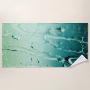 Custom Personalized Blue Raindrops Bachelorette  Beach Towel