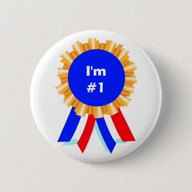 Custom Personalized Blue Ribbon Award Buttons (Front)