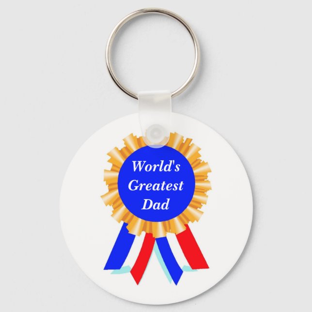 Custom Personalized Blue Ribbon Award Keychains (Front)