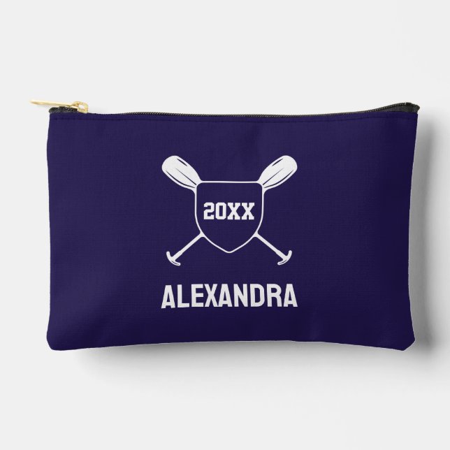 Custom Personalized Blue Rowing Girl Rower Accessory Pouch (Front)