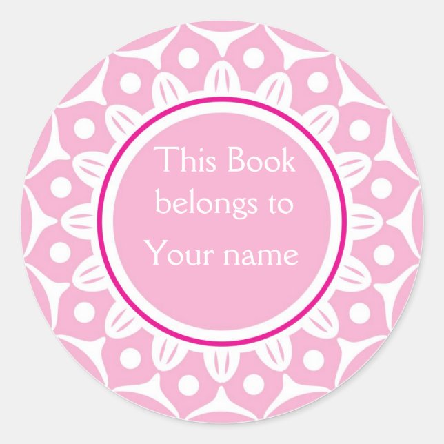 Custom Personalized Bookplates - Light Pink Classic Round Sticker (Front)