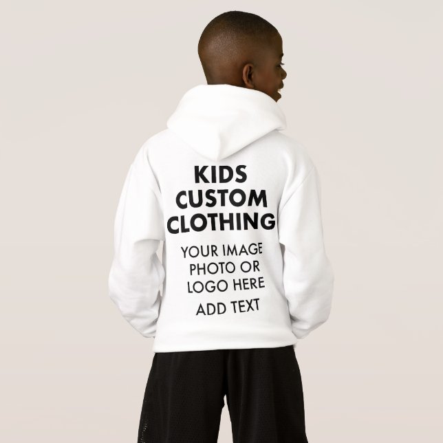 Custom Personalized BOY'S PULLOVER HOODIE - WHITE (Back Full)