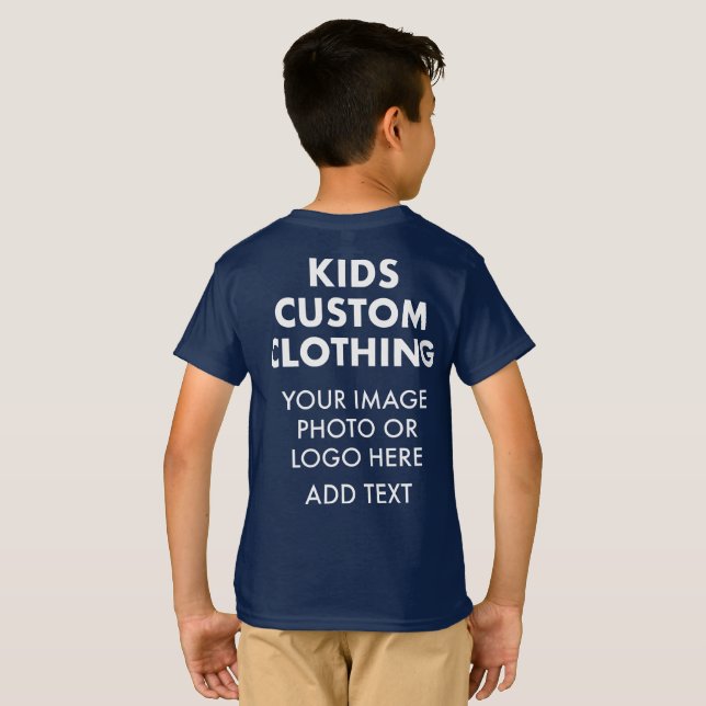 Custom Personalized BOY'S T-SHIRT - NAVY BLUE (Back Full)