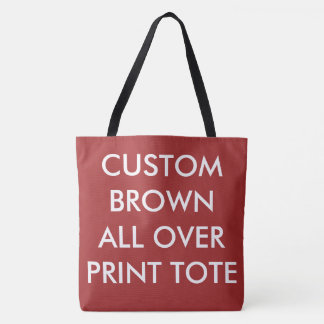 Custom Personalized BROWN ALL OVER PRINT TOTE BAG