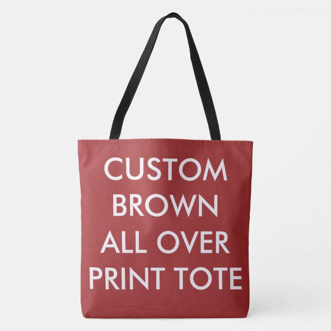 Custom Personalized BROWN ALL OVER PRINT TOTE BAG (Front)