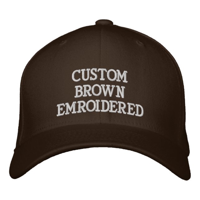 Custom Personalized Brown Embroidered Baseball Cap (Front)