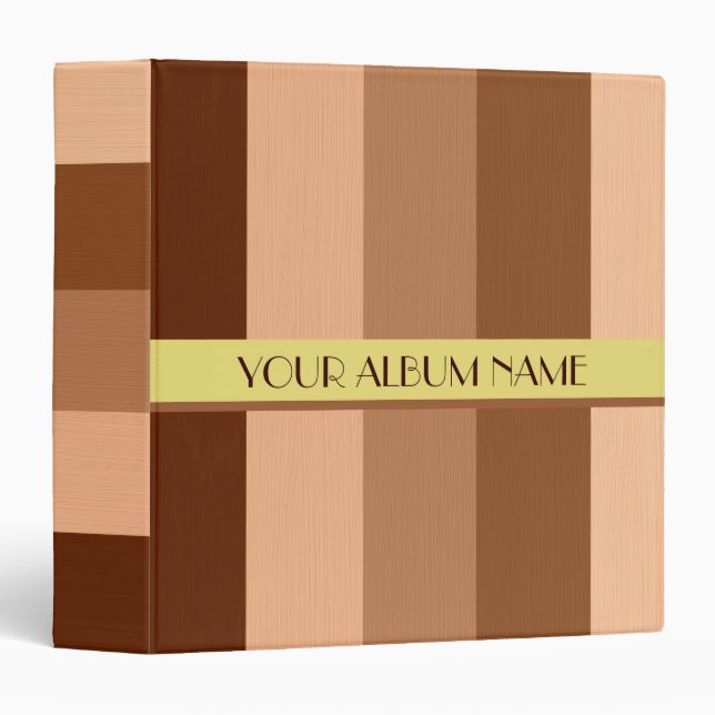 Custom Personalized Brown Stripes Photo Album Binder (Front/Spine)