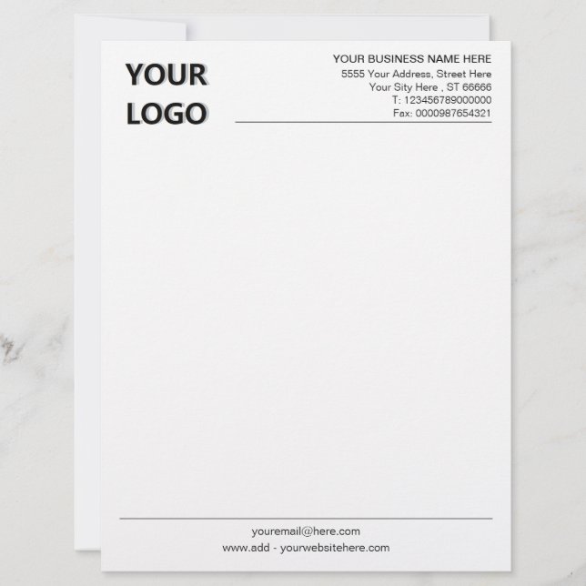 Custom Personalized Business Letterhead with Logo (Front)