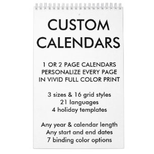 Custom Personalized Calendar Blank Template