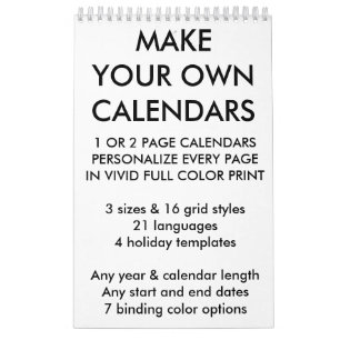 Custom Personalized Calendar Blank Template