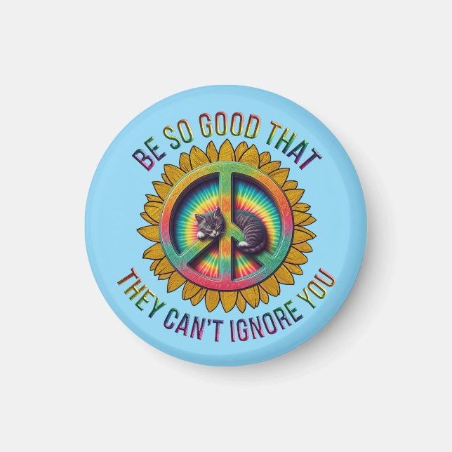 Custom Personalized Cat  Peace Hippie Tie Dye  Magnet (Front)