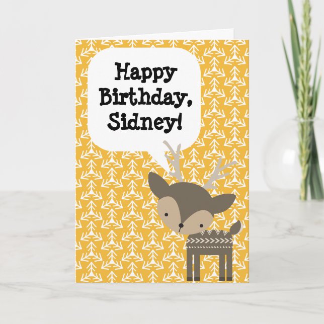 Custom Personalized Children's Birthday Card Deer (Front)