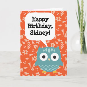 Custom Personalized Children's Birthday Card Owl