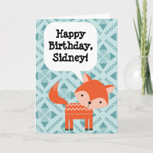 Custom Personalized Children's Birthday Red Fox Card