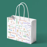 Custom Personalized Christmas Name Repeating Large Gift Bag<br><div class="desc">This design was created though digital art. It may be personalized in the area provided or customizing by choosing the click to customize further option and changing the name, initials or words. You may also change the text colour and style or delete the text for an image only design. Contact...</div>