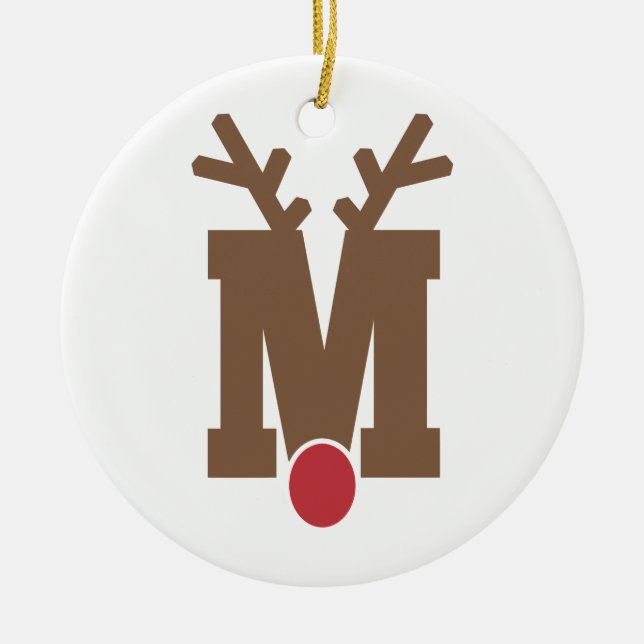Custom Personalized Christmas Ornament Letter "M"  (Front)