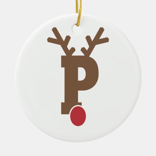 Custom Personalized Christmas Ornament Letter "P" (Front)