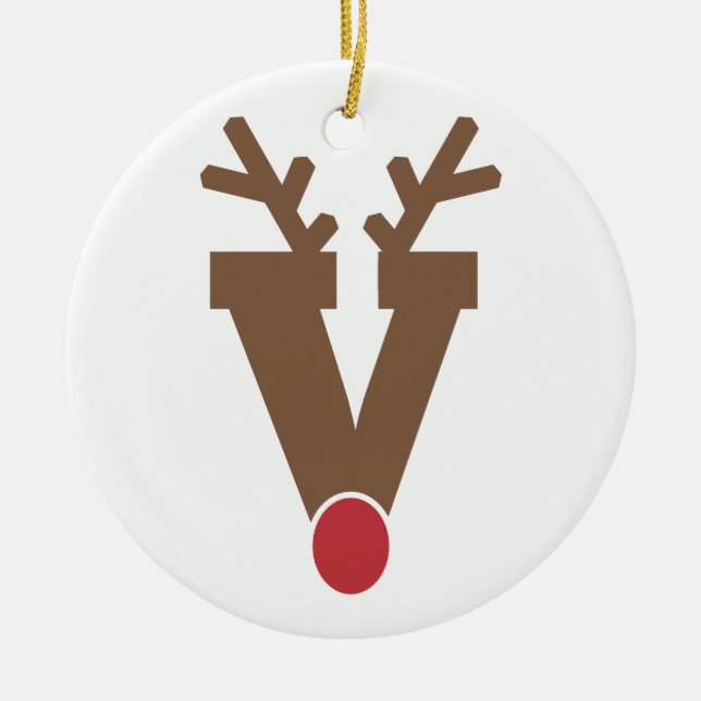 Custom Personalized Christmas Ornament Letter "V" (Front)