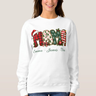 Custom Personalized Christmas Preppy Mama Sweatshirt