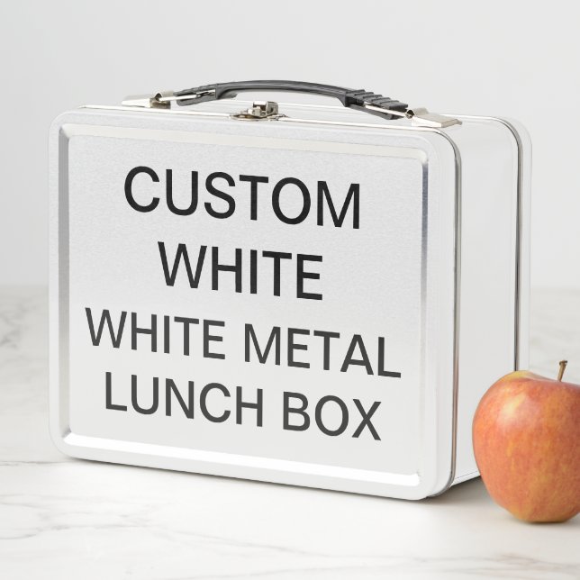 Custom Personalized Classic WHITE Metal Lunch Box (In Situ)