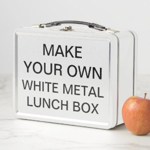 Custom Personalized Classic WHITE Metal Lunch Box