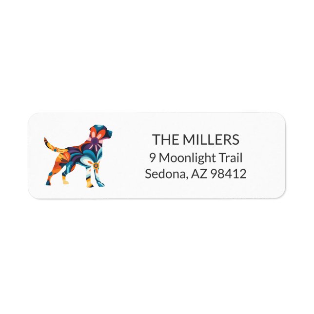 Custom Personalized Colourful Dog Return Address (Front)