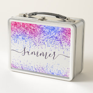 Custom Personalized Colourful Glitter Sparkles  Metal Lunch Box
