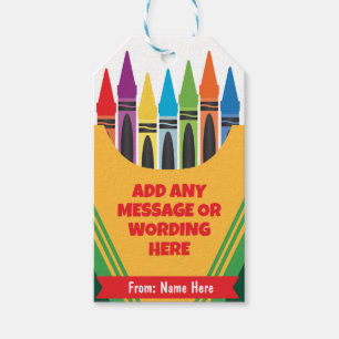 CUSTOM Personalized Colourful playful Crayola Colo Gift Tags